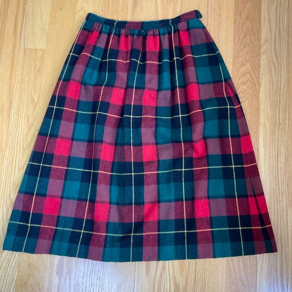 Blassport Skirt Wool Plaid Vintage Red Green Multi Pockets (12) - Picture 5 of 10